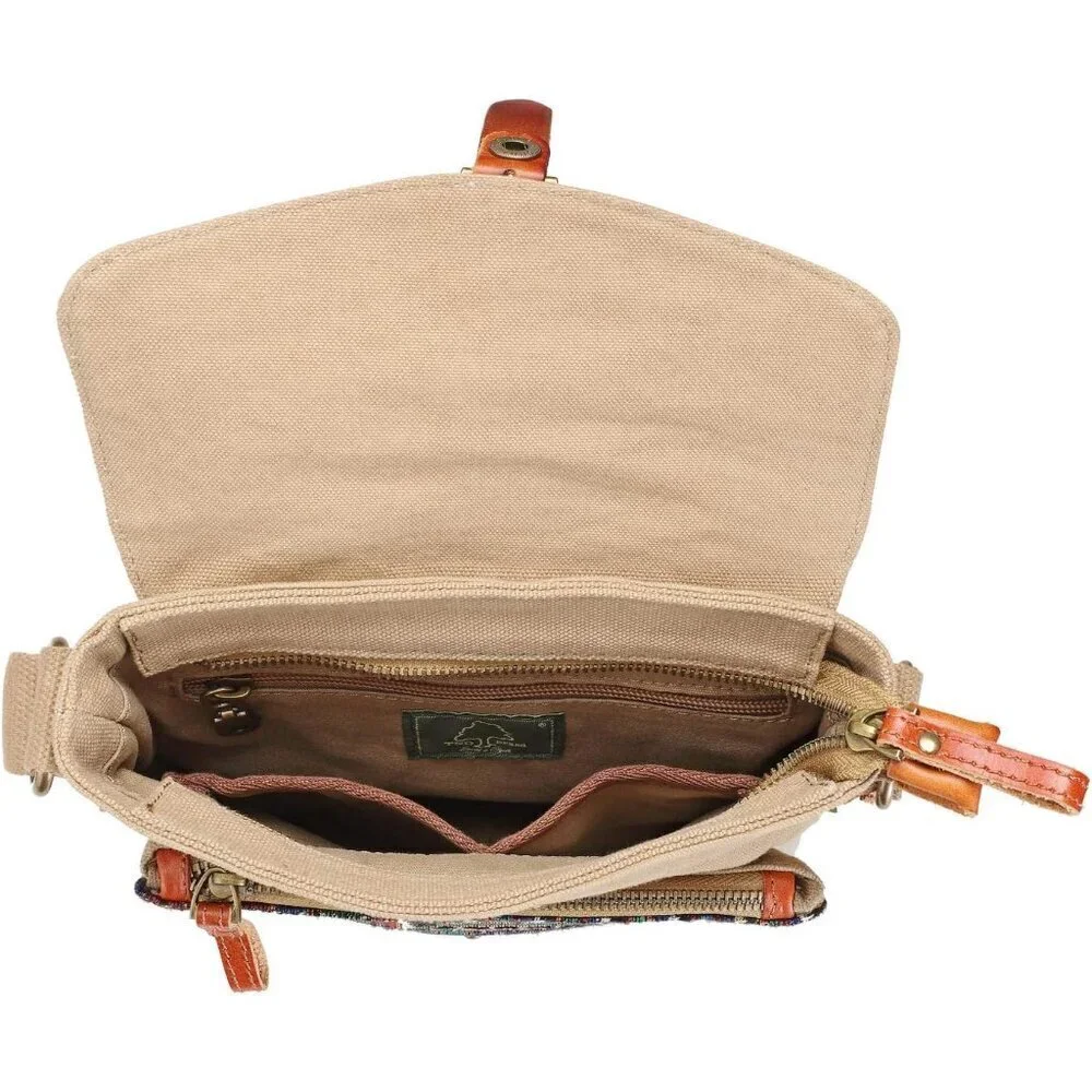 Crossbody Bag Leather Cotton Women's Eco-Friendly Durable Light-weight